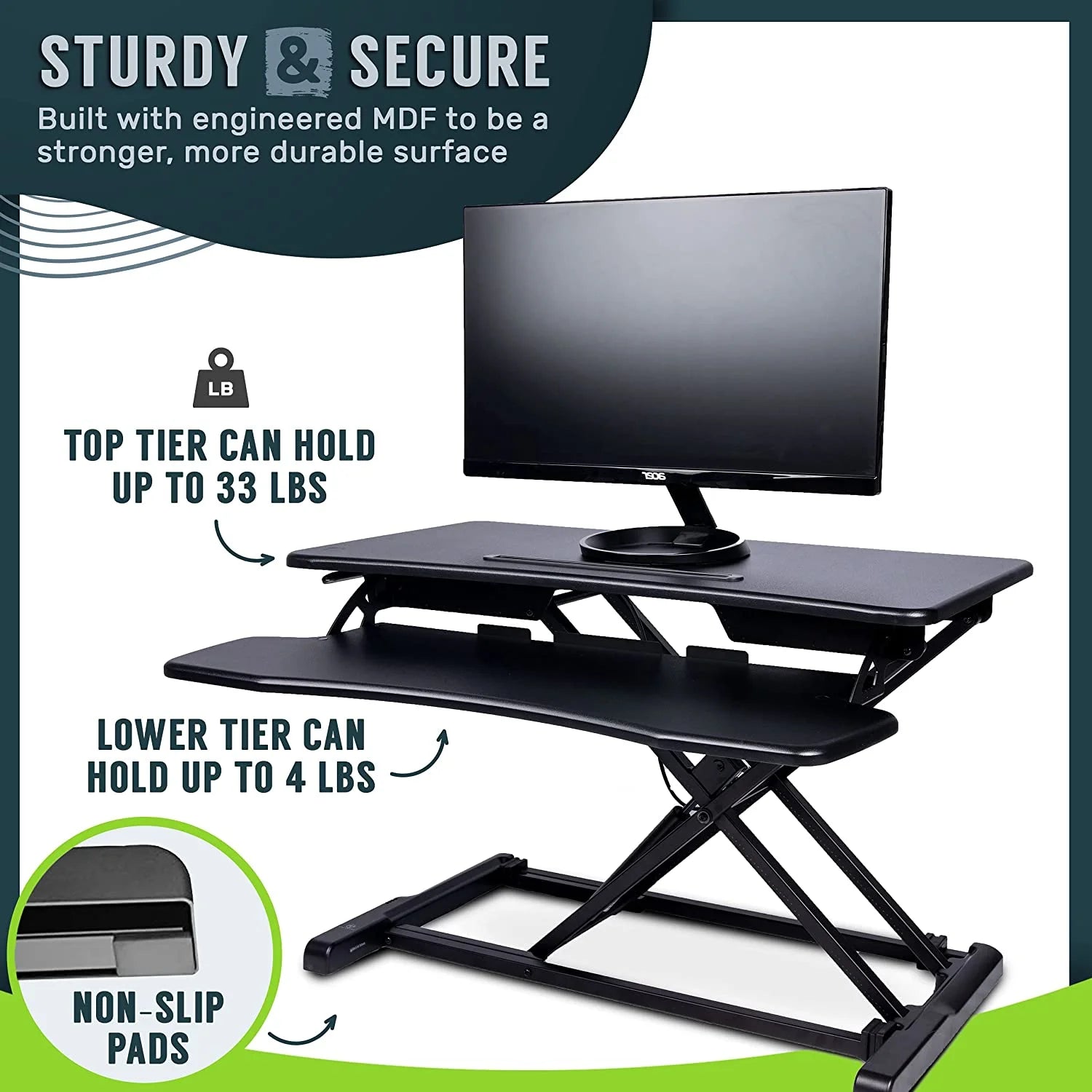 Black Standing 32" Wing Shaped Desktop Converter