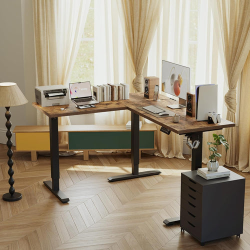 59 Inch L Shaped Standing Desk Adjustable Height, Electric Corner Standing Desk,